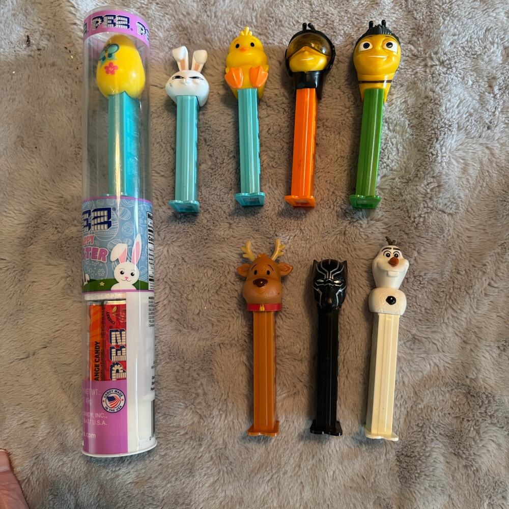 Pez Misc Lot New Easter candy tube Egg Chick Reindeer Black Panther Bee movie